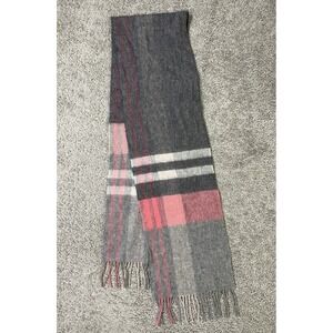 House of Balmoral Gray/Pink Fringe Scotland 100% Lambswool Scarf, 10.5" x 69"